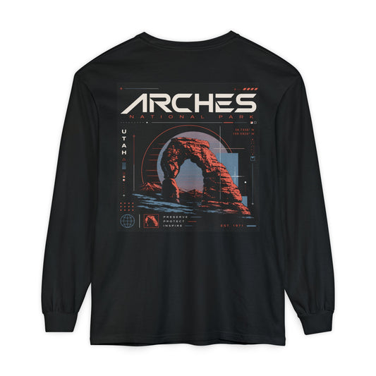 Arches National Park cyber punk Long Sleeve T-Shirt