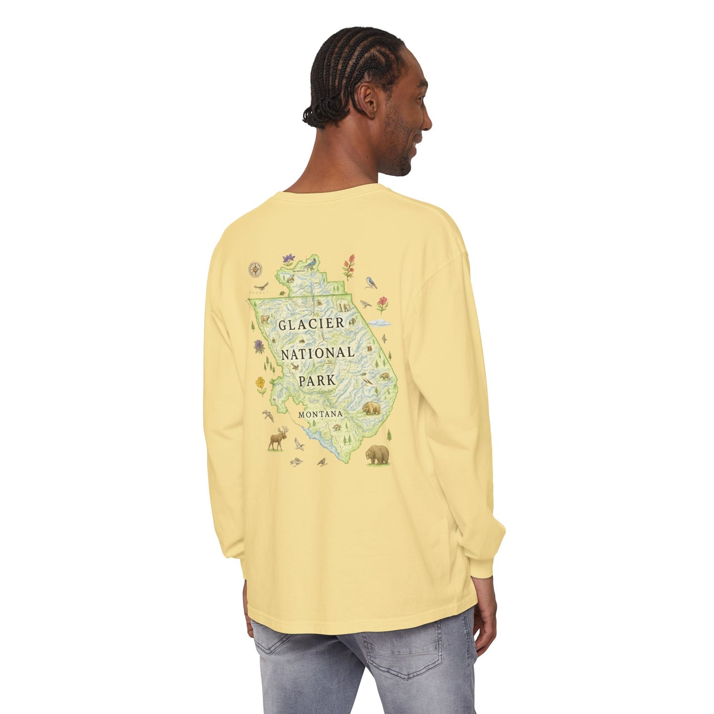 Glacier National Park Long Sleeve Map Tee