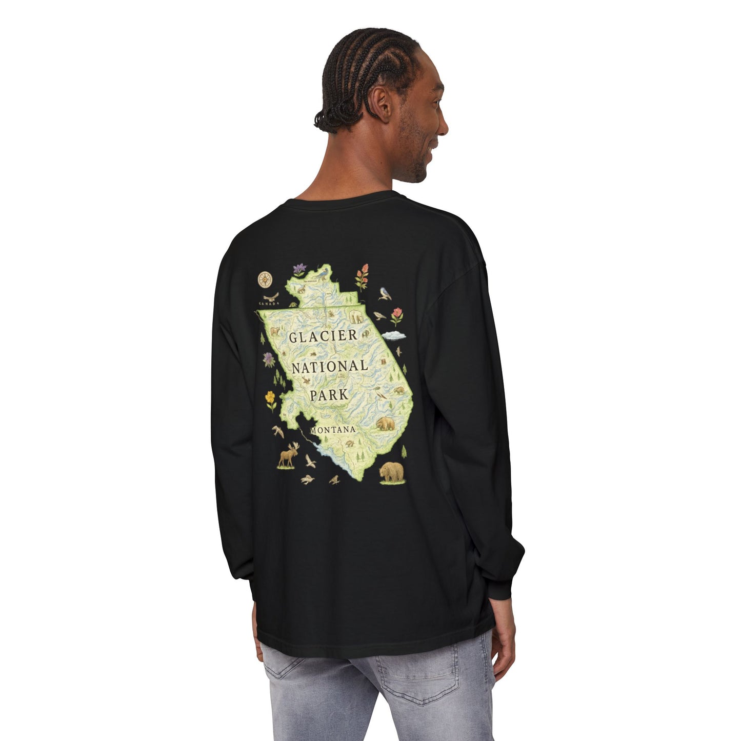 Glacier National Park Long Sleeve Map Tee