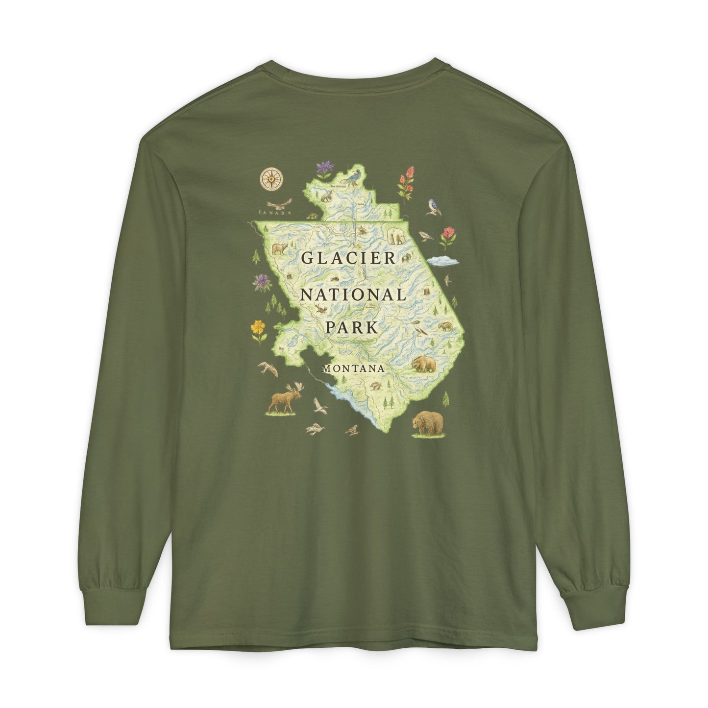 Glacier National Park Long Sleeve Map Tee
