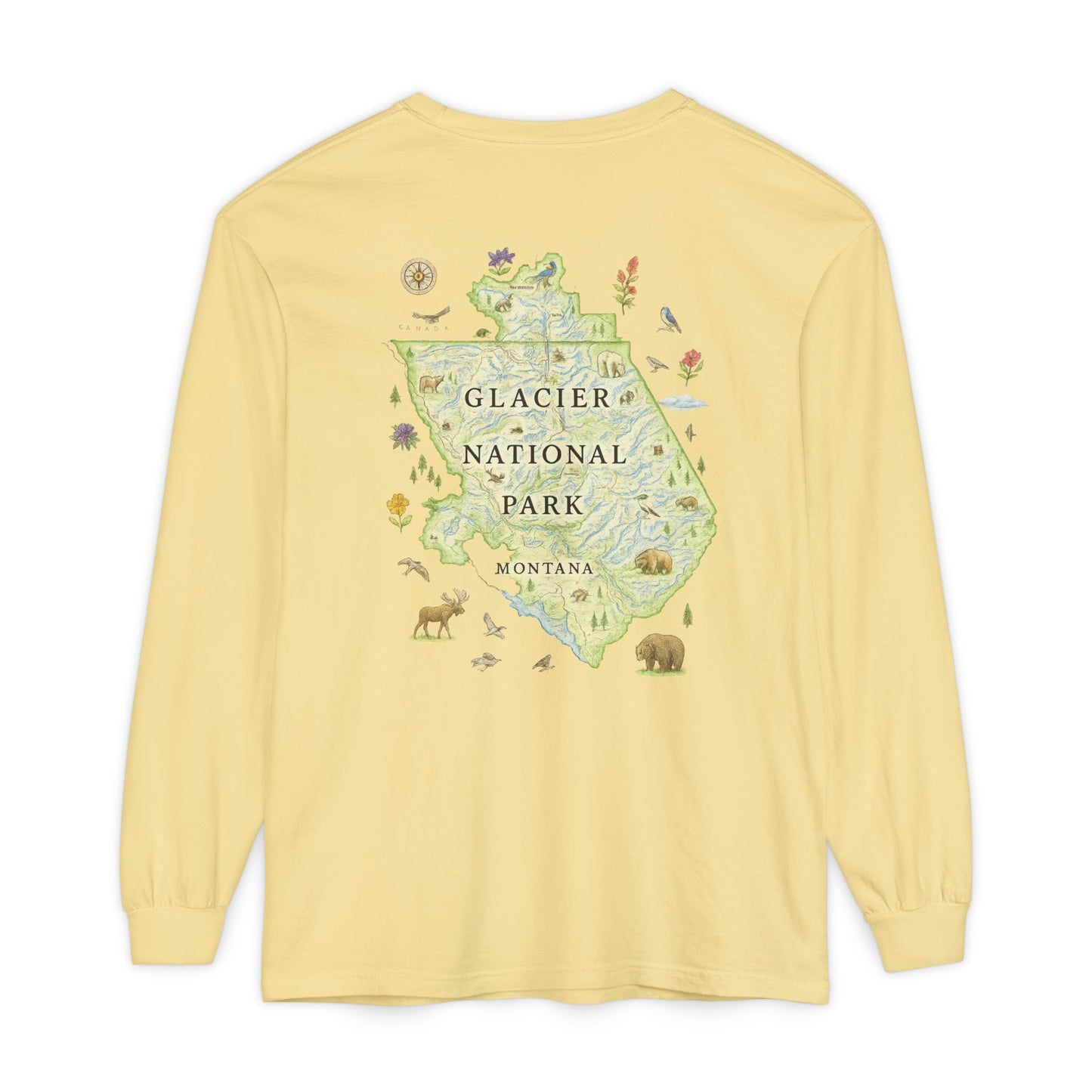 Glacier National Park Long Sleeve Map Tee