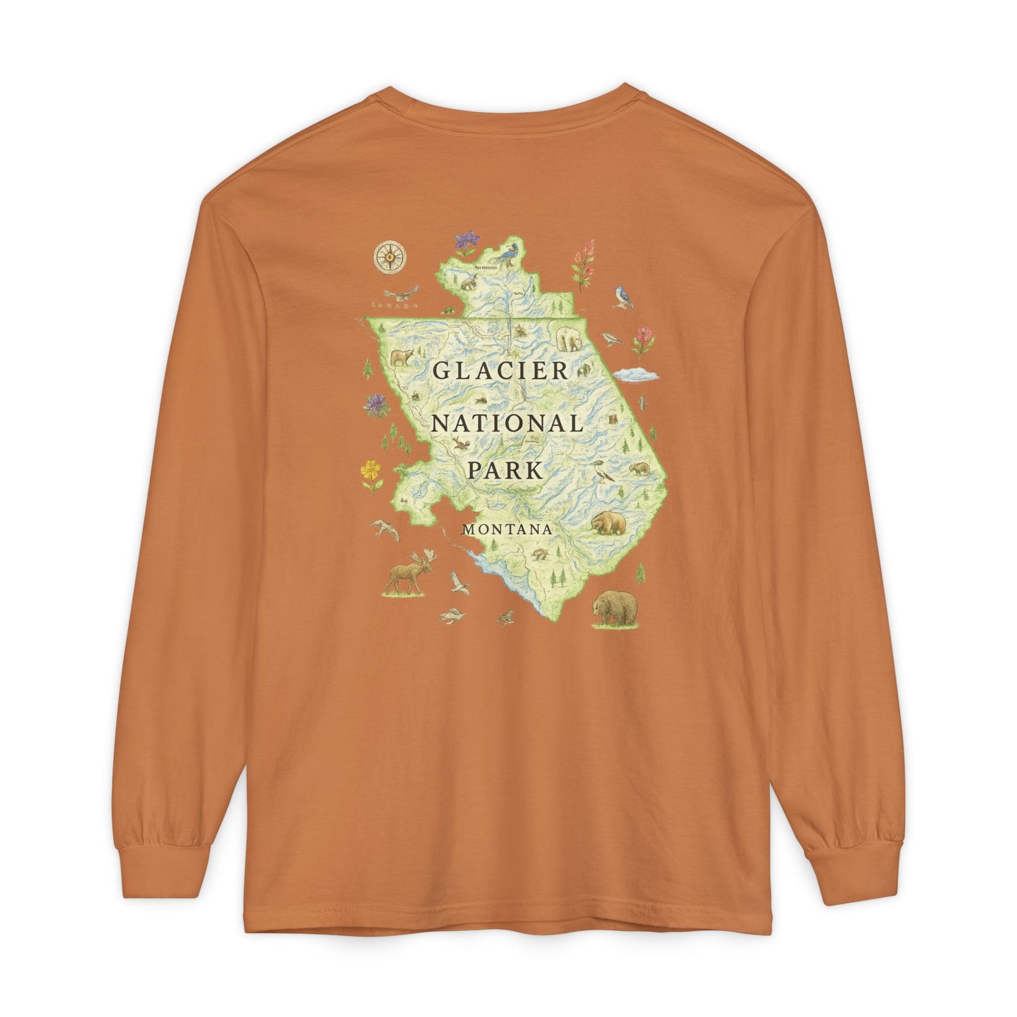 Glacier National Park Long Sleeve Map Tee