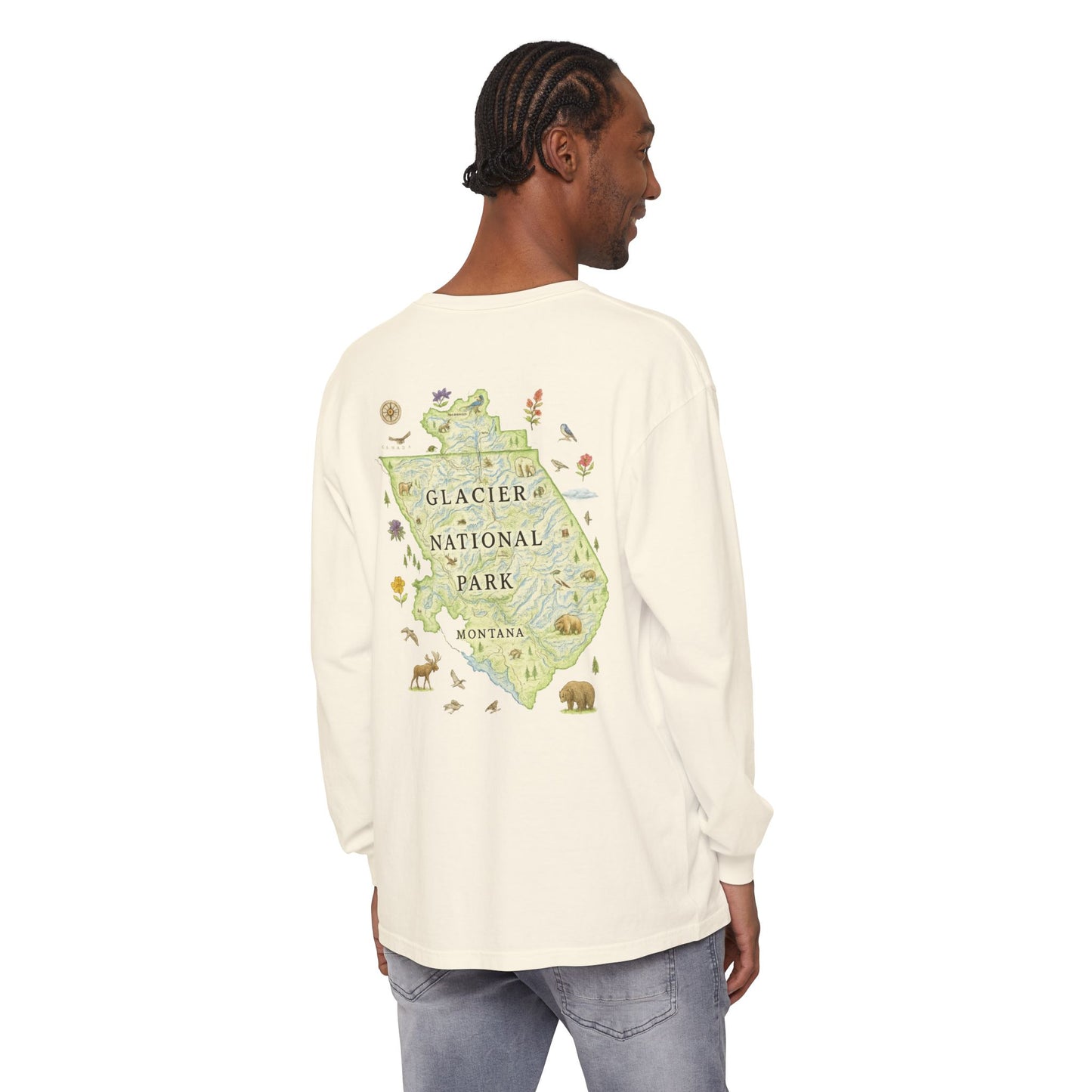 Glacier National Park Long Sleeve Map Tee