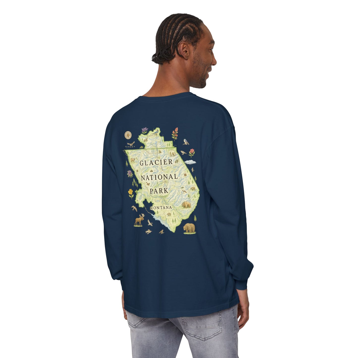 Glacier National Park Long Sleeve Map Tee