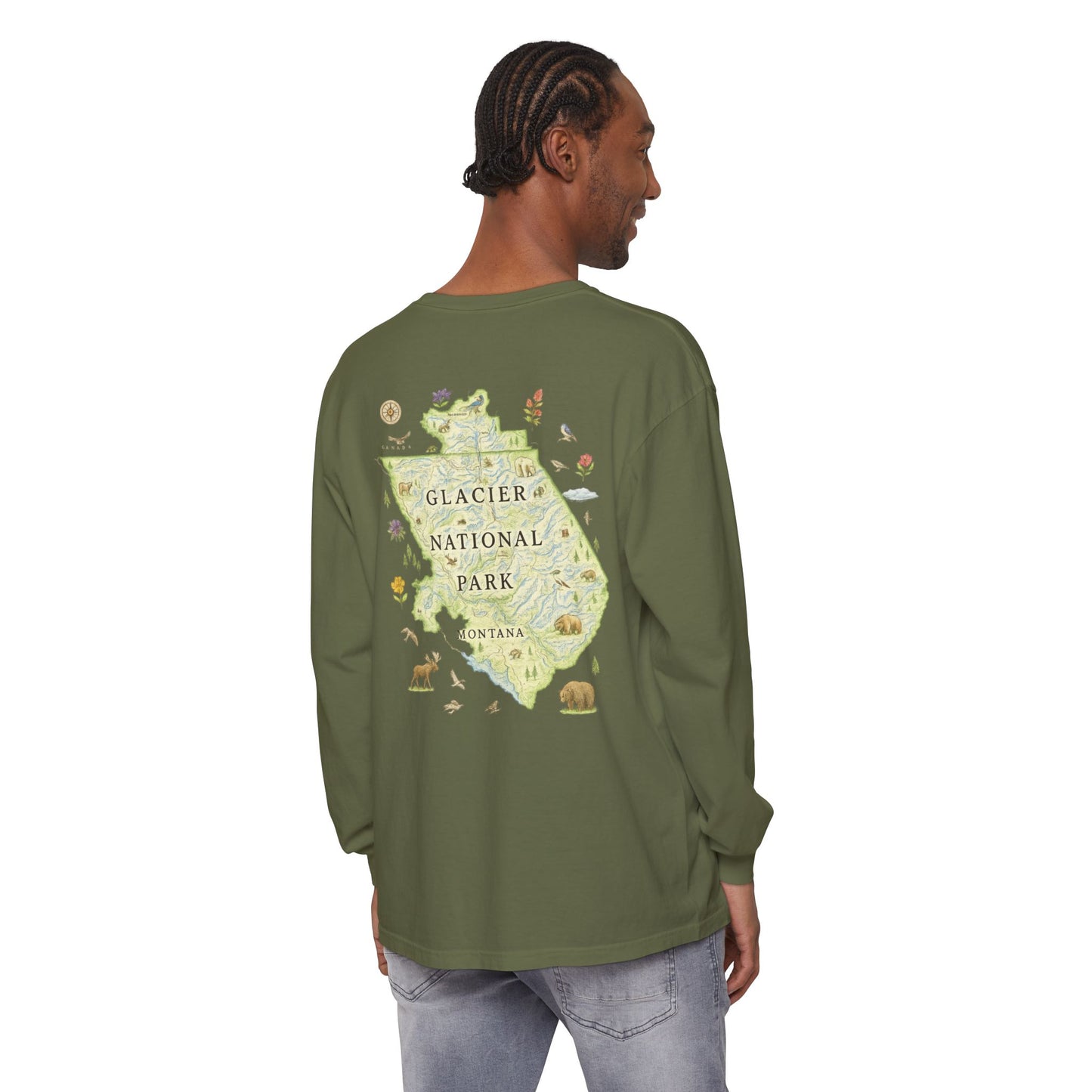Glacier National Park Long Sleeve Map Tee