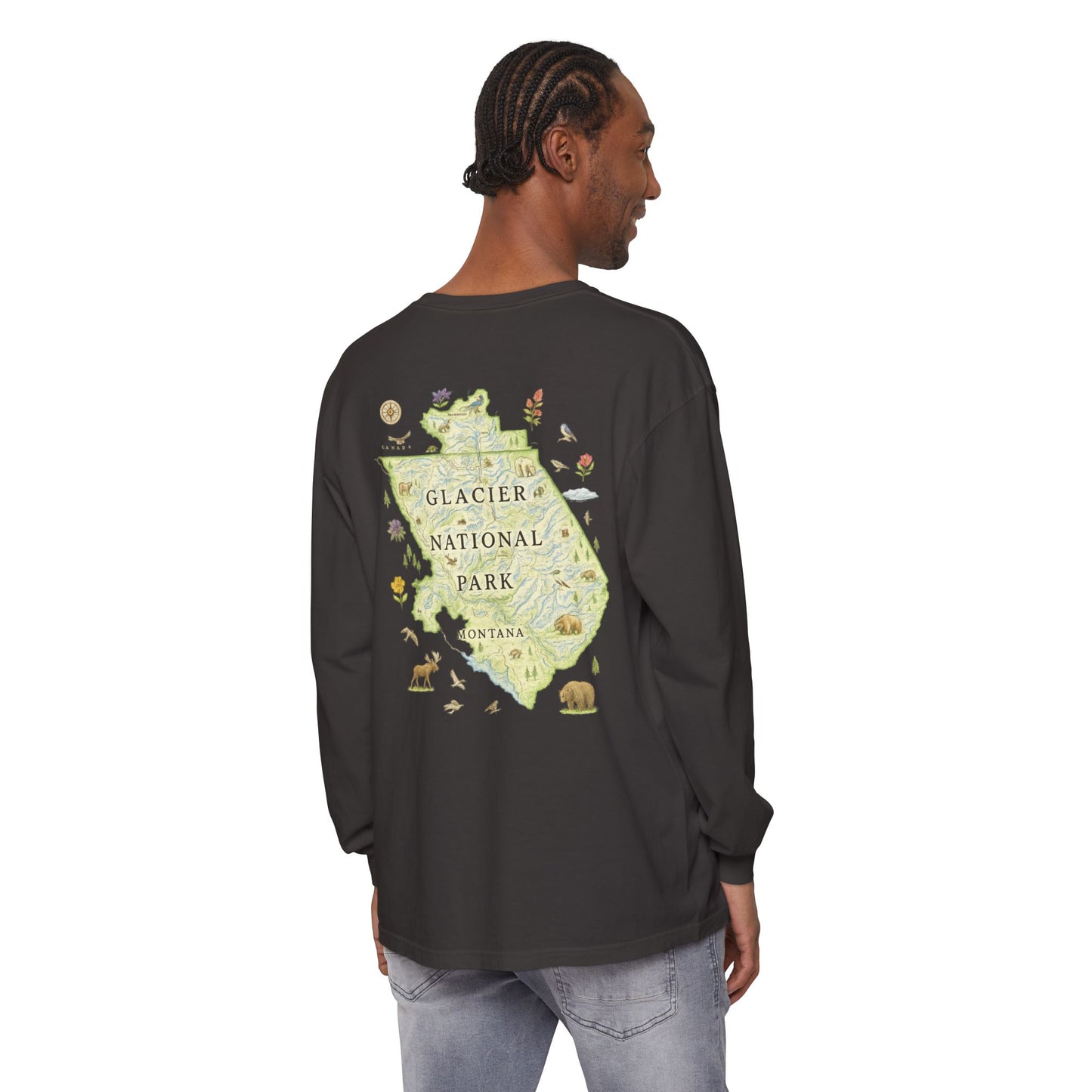 Glacier National Park Long Sleeve Map Tee