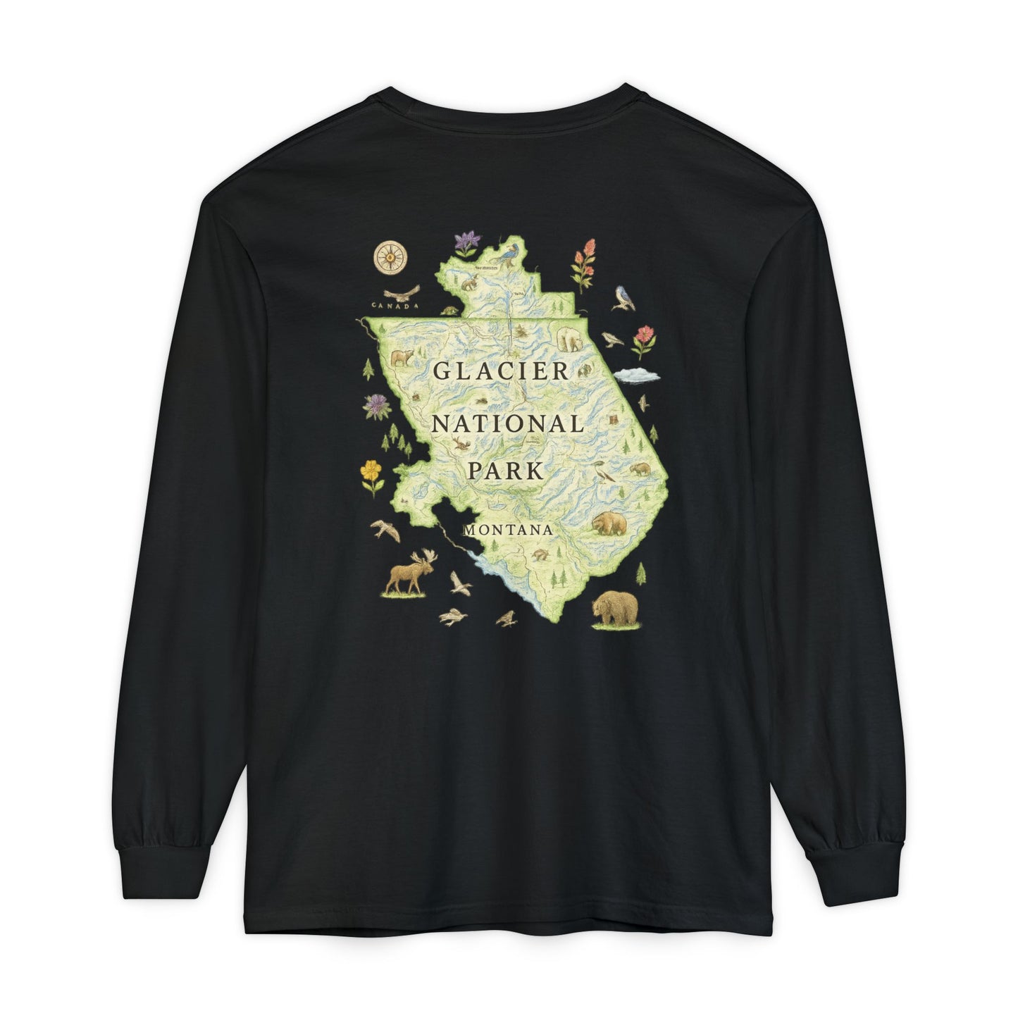 Glacier National Park Long Sleeve Map Tee