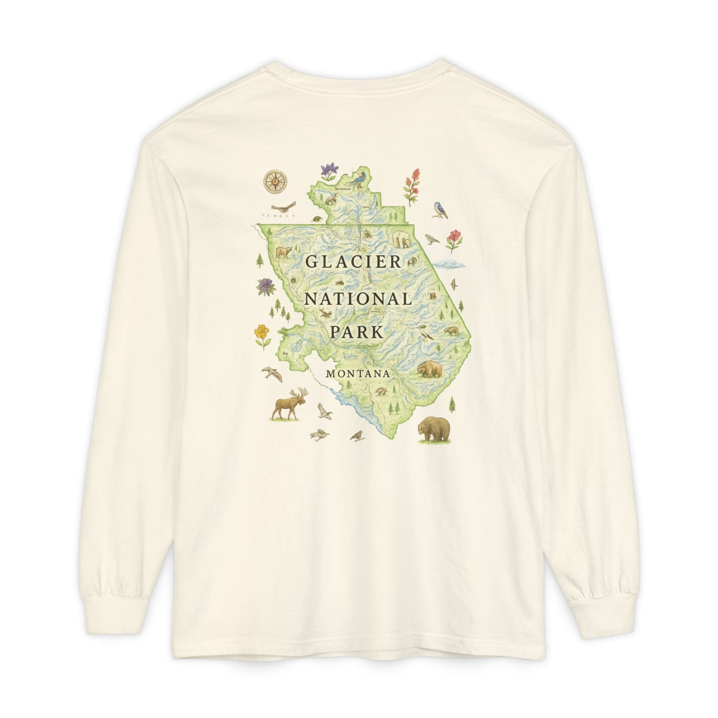 Glacier National Park Long Sleeve Map Tee