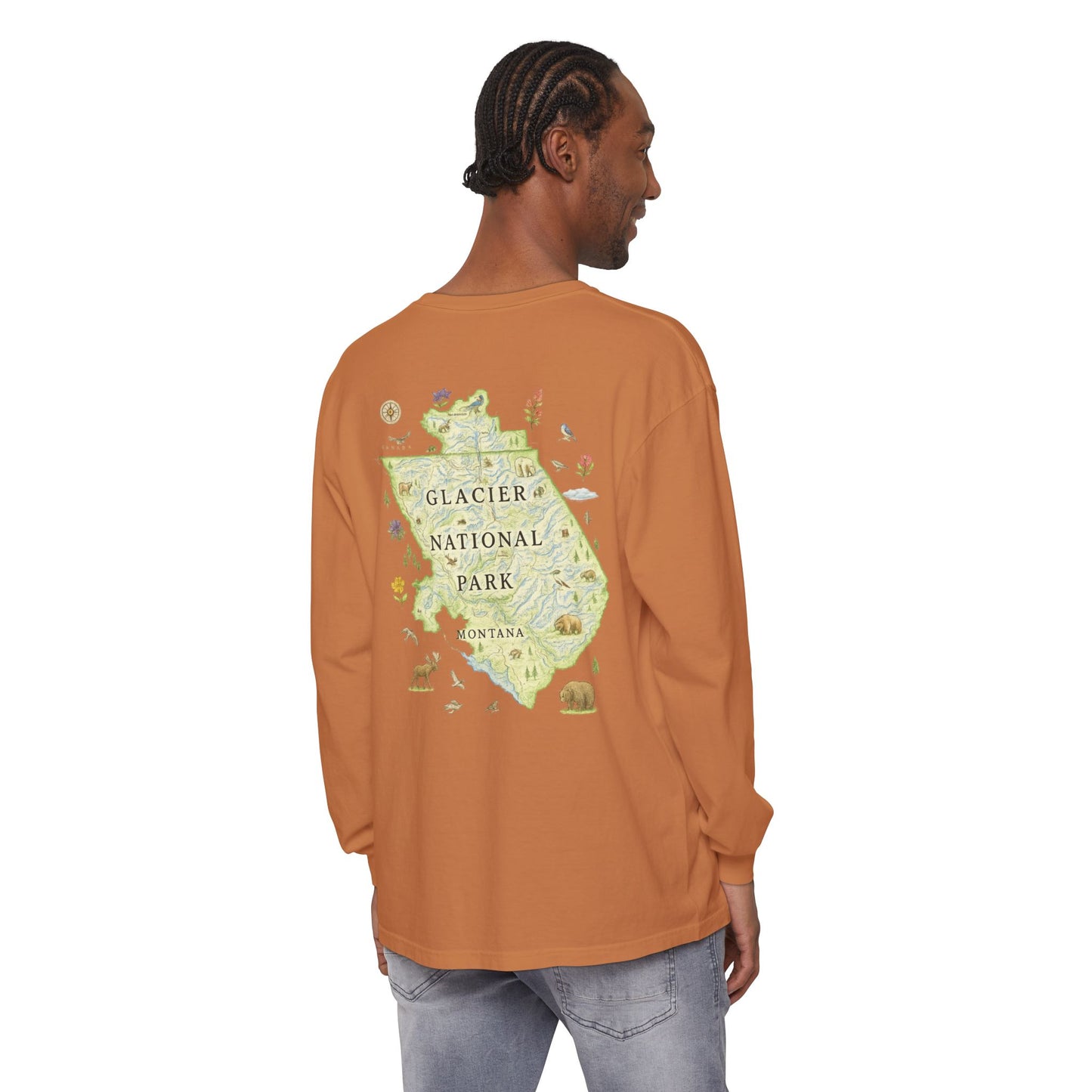 Glacier National Park Long Sleeve Map Tee