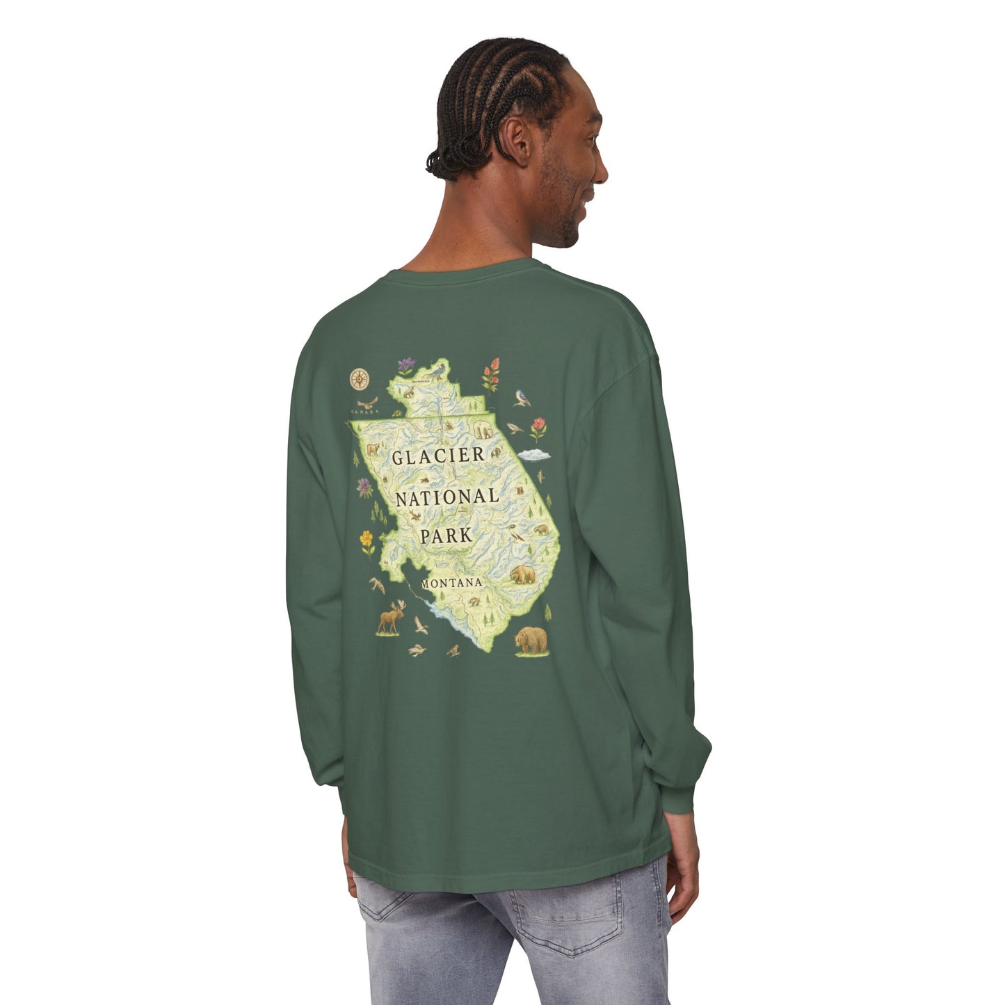 Glacier National Park Long Sleeve Map Tee