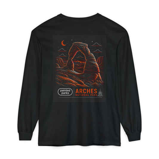 Arches National Park Long Sleeve Tee — Painted Parks Desert Arch Graphic