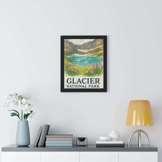 Glacier National Park Framed Vertical Poster | Painted Parks