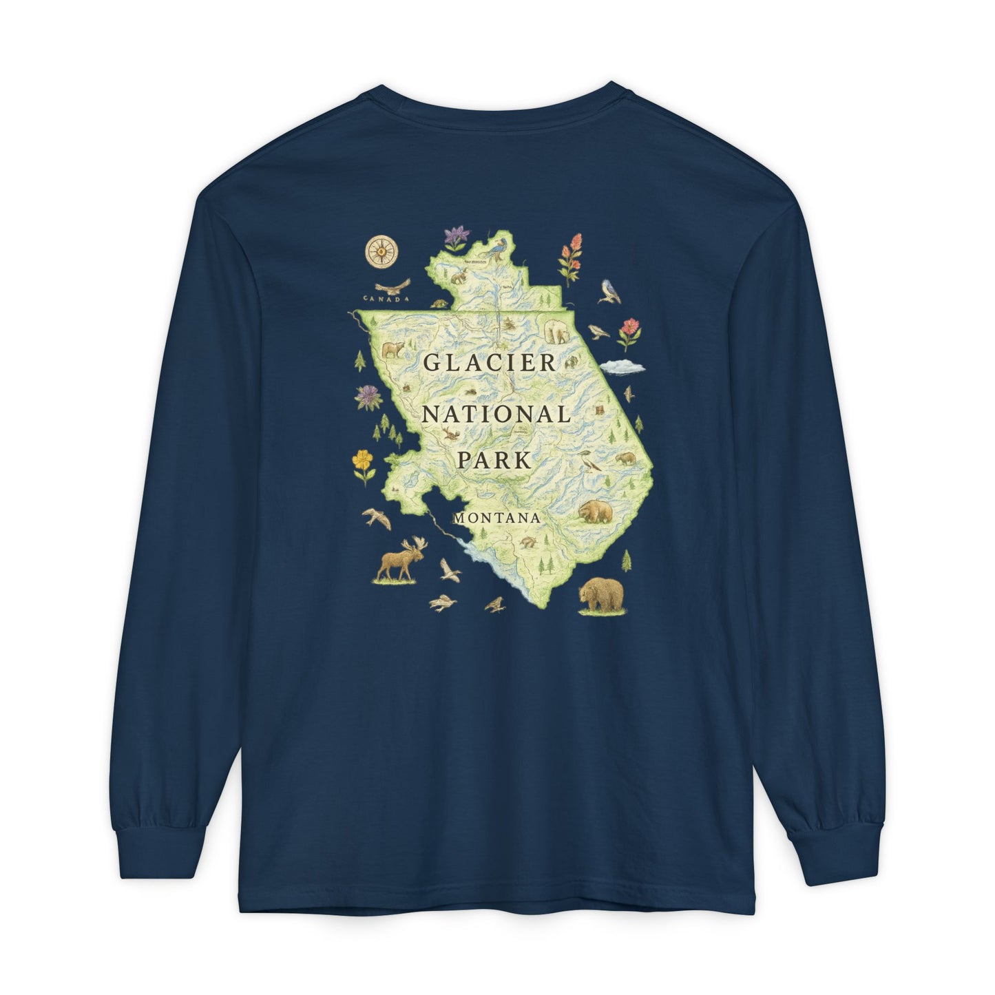Glacier National Park Long Sleeve Map Tee