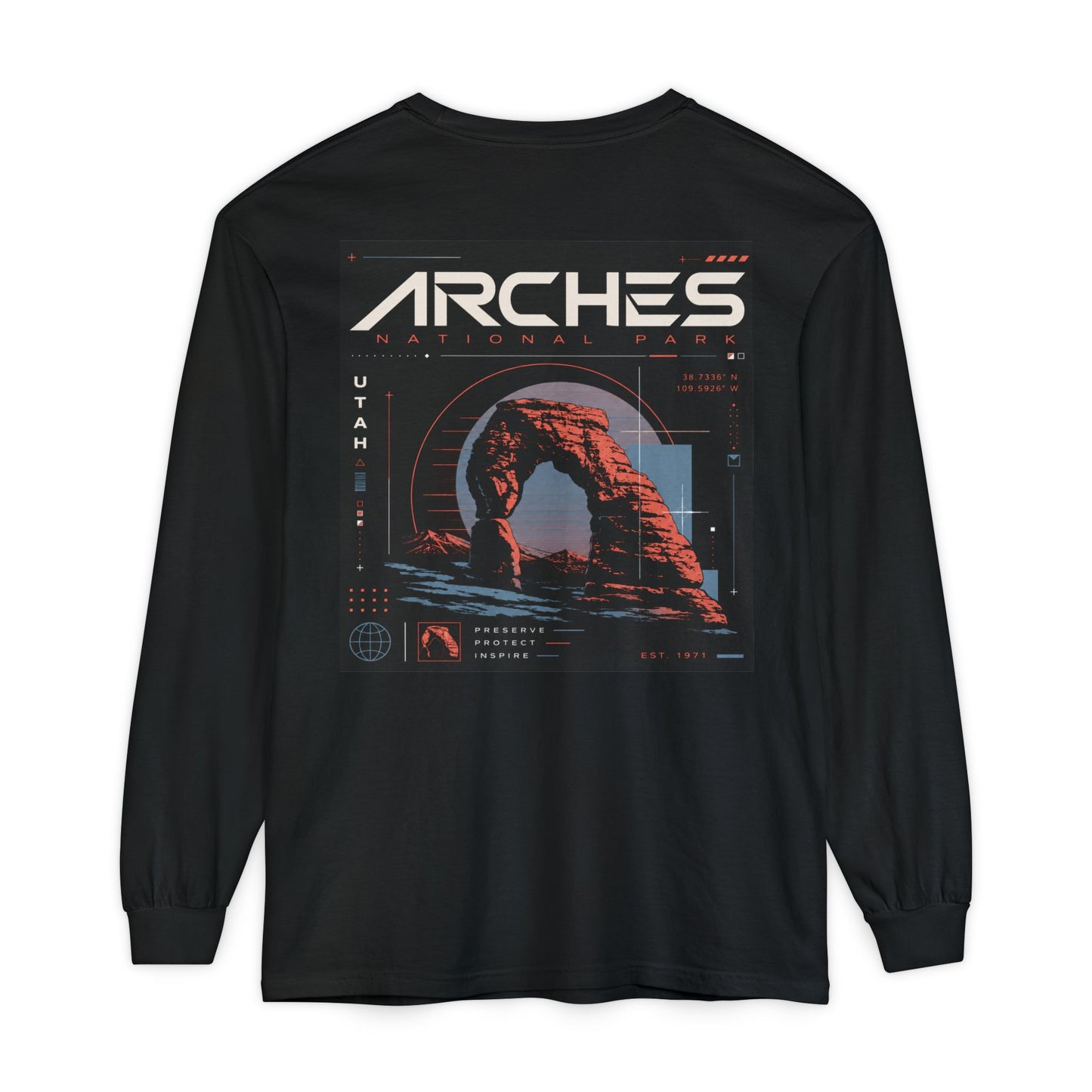 Arches National Park cyber punk Long Sleeve T-Shirt
