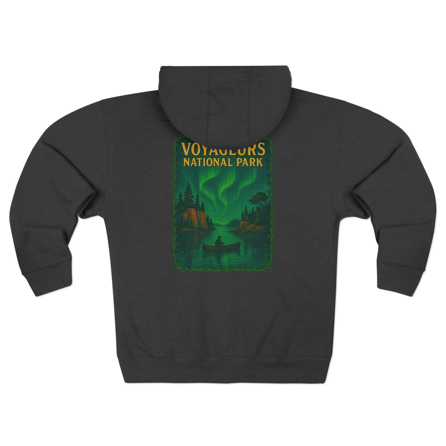 Voyageurs National Park Hoodie — Northern Lights Canoe Zip-Up