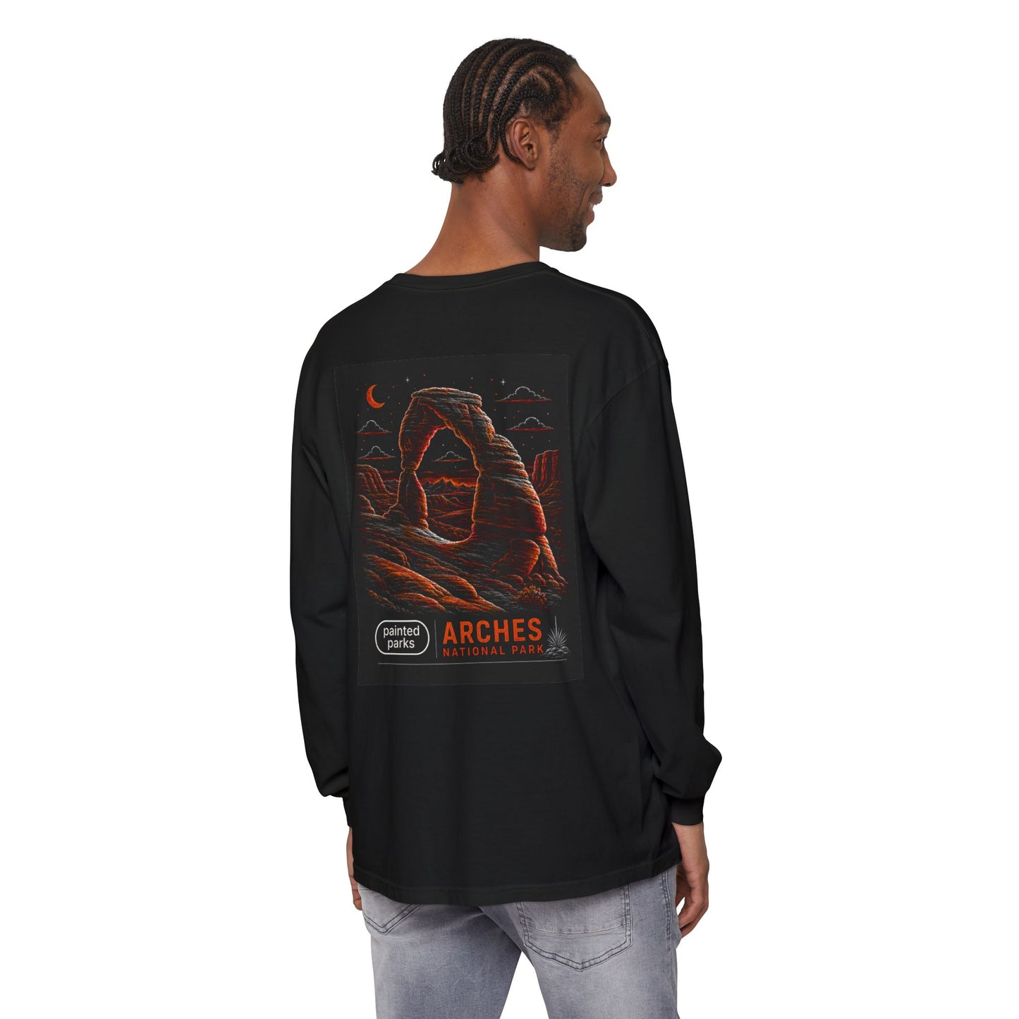Arches National Park Long Sleeve Tee — Painted Parks Desert Arch Graphic