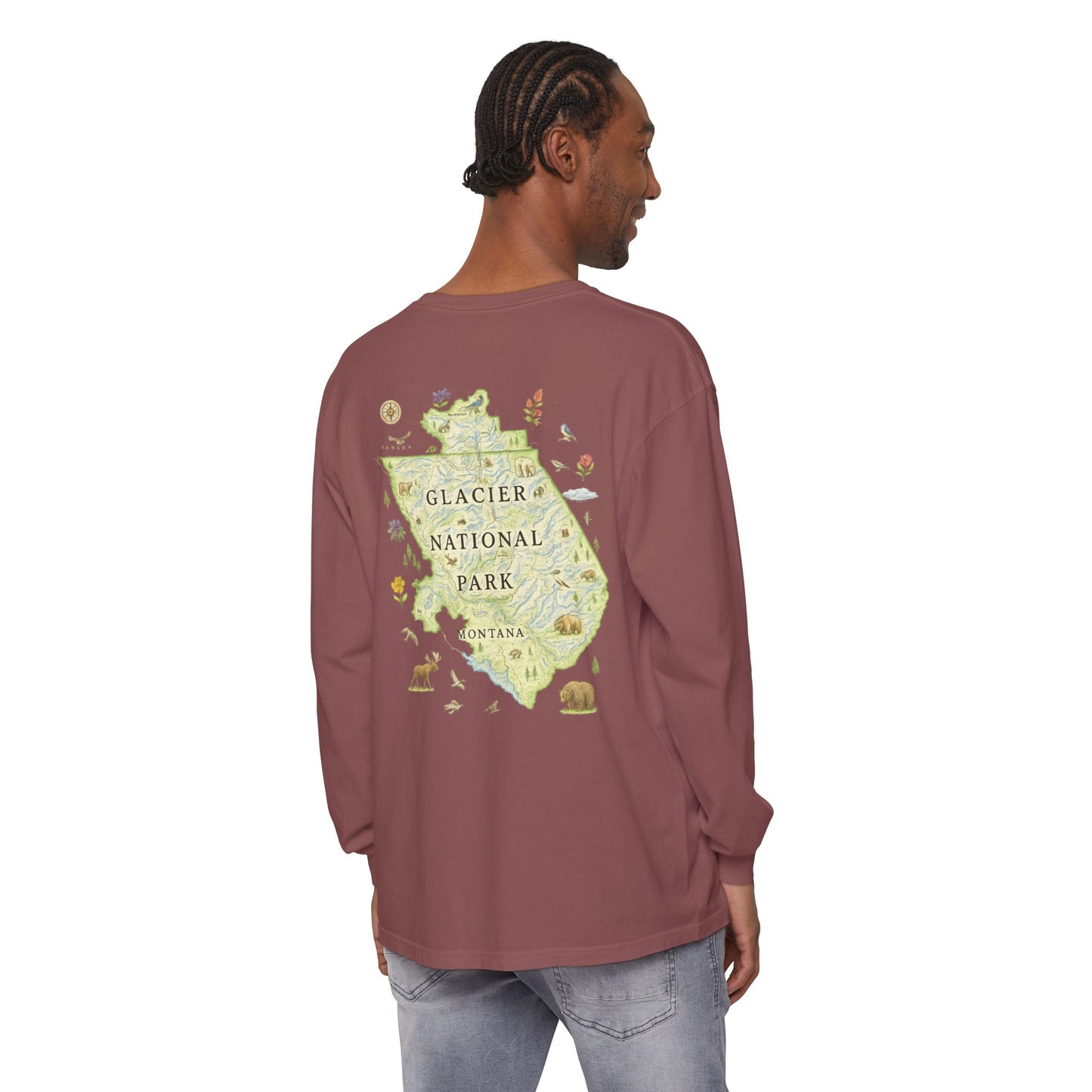 Glacier National Park Long Sleeve Map Tee