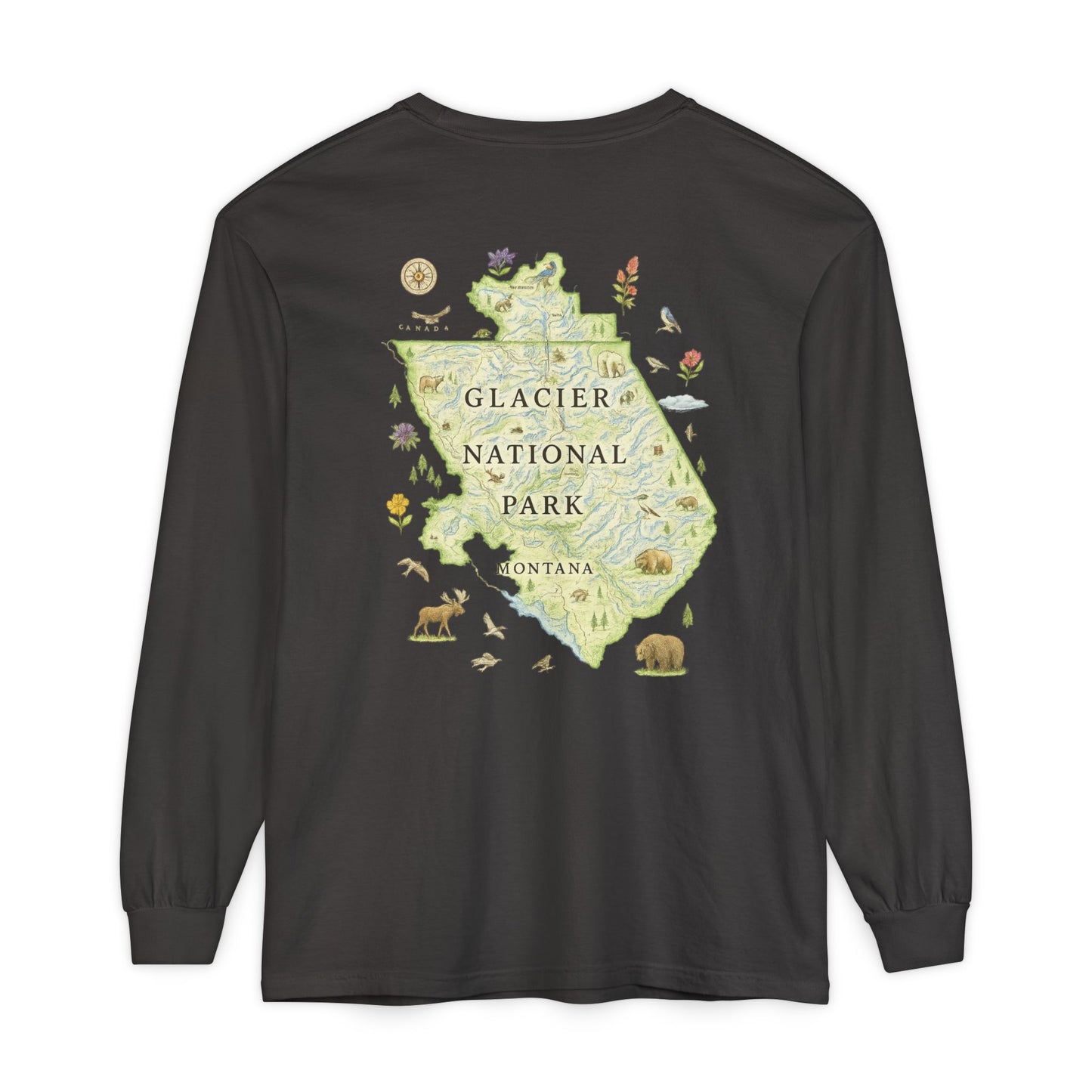 Glacier National Park Long Sleeve Map Tee