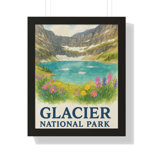 Glacier National Park Framed Vertical Poster | Painted Parks