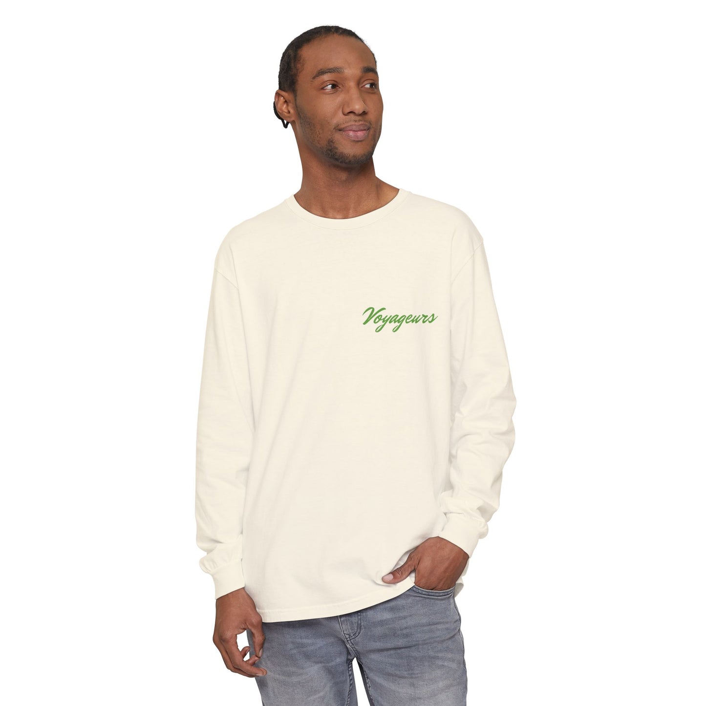 Voyageurs National Park Long Sleeve Tee — Northern Lights Canoe Graphic