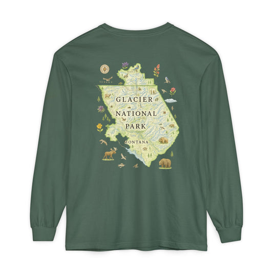Glacier National Park Long Sleeve Map Tee