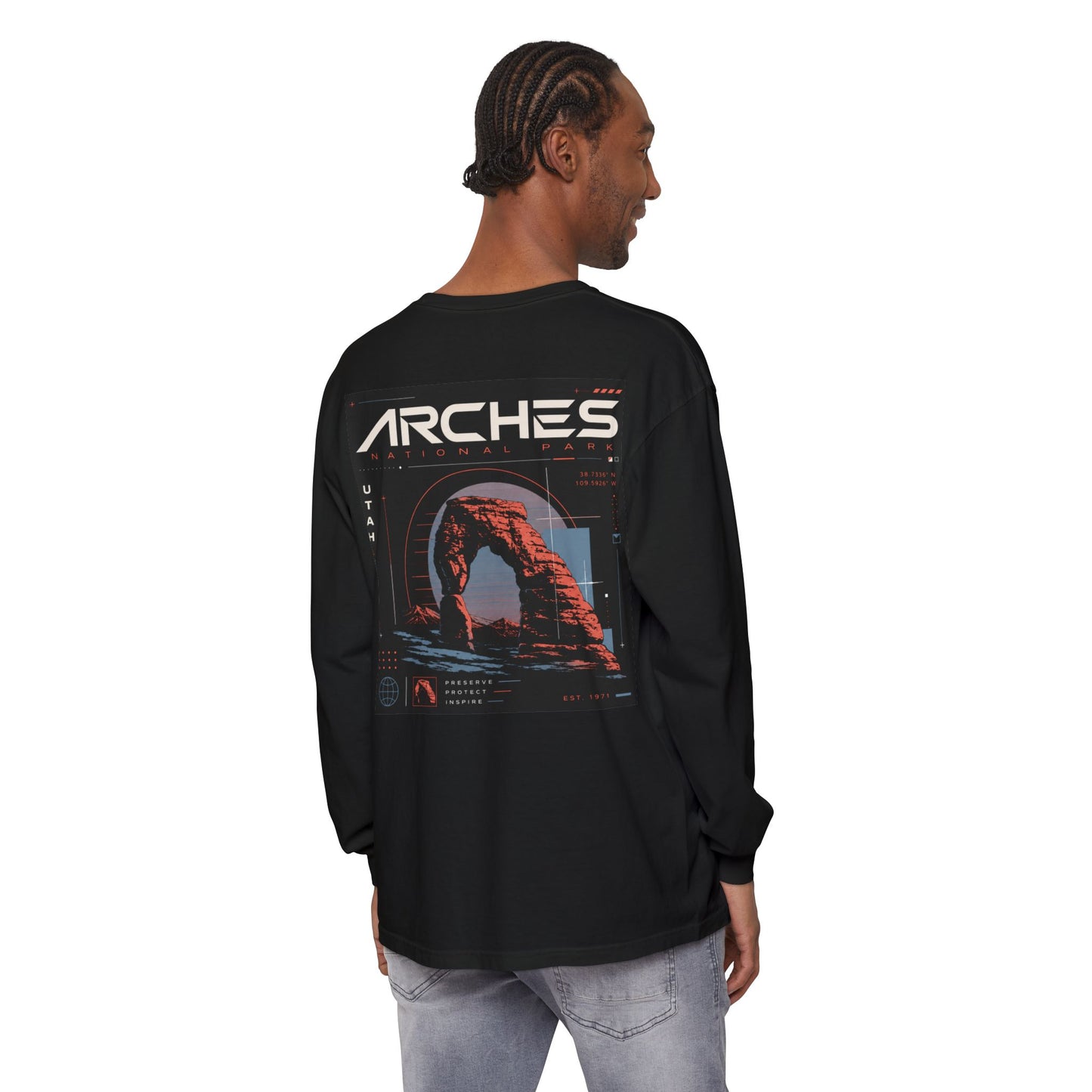 Arches National Park cyber punk Long Sleeve T-Shirt