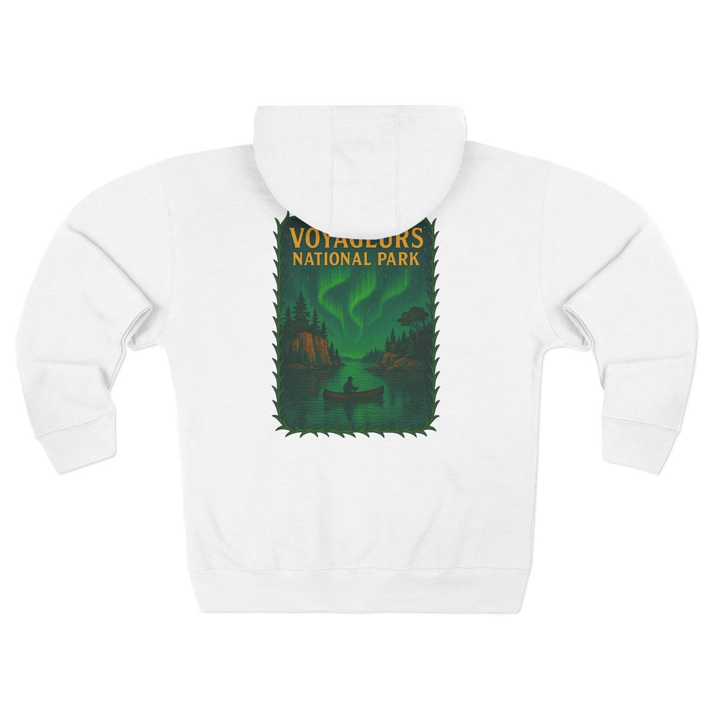 Voyageurs National Park Hoodie — Northern Lights Canoe Zip-Up