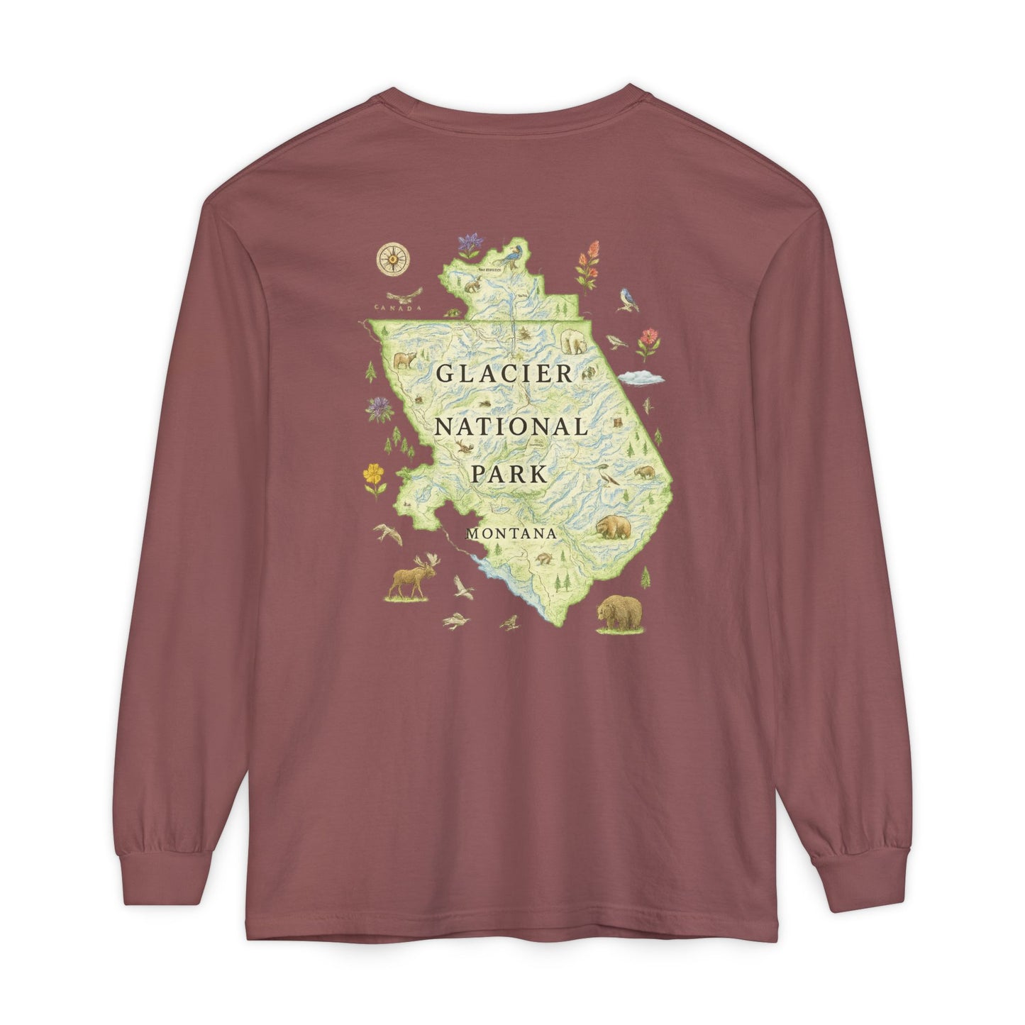 Glacier National Park Long Sleeve Map Tee