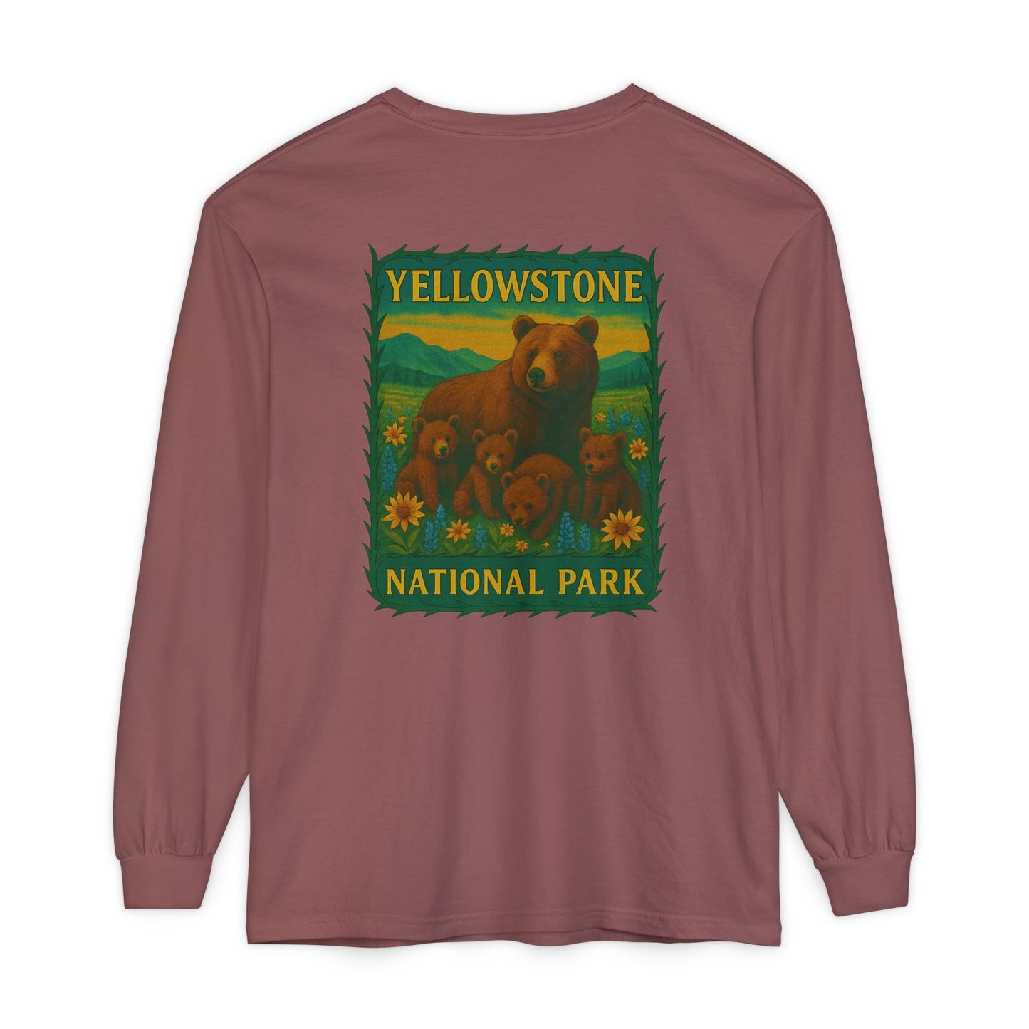 Yellowstone National Park Quad Bear Long Sleeve T-Shirt