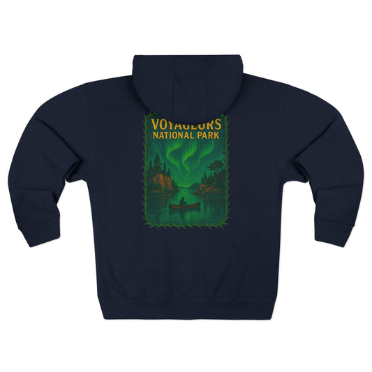 Voyageurs National Park Hoodie — Northern Lights Canoe Zip-Up